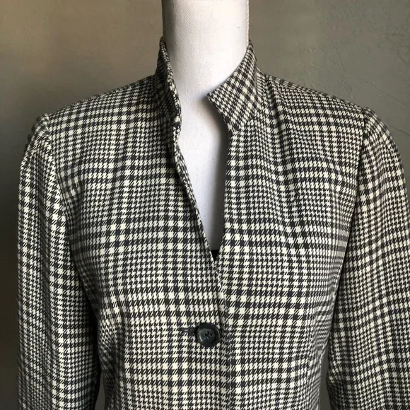 Lifestyle Attitude by Larry Levine Collarless Houndstooth Jacket M Grey White - Picture 3 of 15